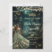 Save The Date Robe verte Enchanté Forêt Sage Quinceañera (Devant)