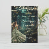 Save The Date Robe verte Enchanté Forêt Sage Quinceañera (Debout devant)
