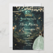 Save The Date Robe verte Enchanté Forêt Sage Quinceañera (Devant)