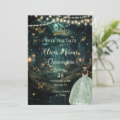 Save The Date Robe verte Enchanté Forêt Sage Quinceañera (Debout devant)