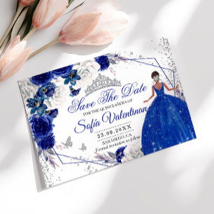 Save The Date Robine Bleu Argent Paillettes Quinceañera Princess
