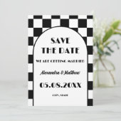 Save The Date Rocher et Rouleau noir blanc Retro les années 50 (Debout devant)