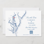 Save The Date Rock Hall Maryland Mariage Elegant Navy Code QR (Devant)