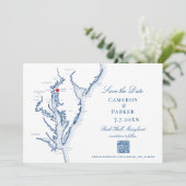 Save The Date Rock Hall Maryland Mariage Elegant Navy Code QR (Debout devant)