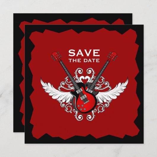 Save The Date Rock 'n' Roll Enregistrer l'invitation Date (Devant / Derrière)