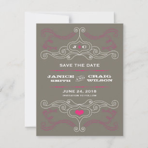 Save The Date Rock rose et gris 'n' Roll Music Mariage à thème