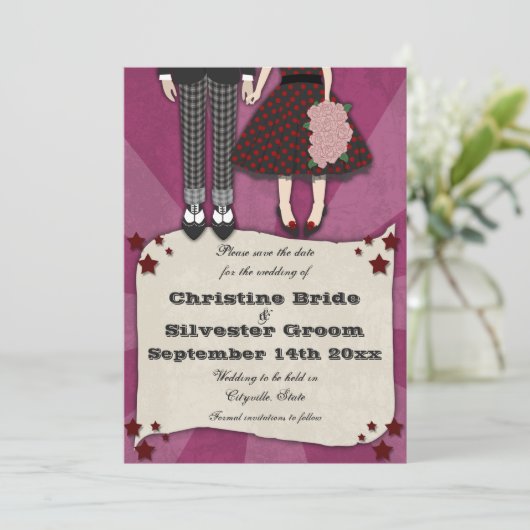 Save The Date Rockabilly Mariage, 5x7 enregistrer la date (Debout devant)