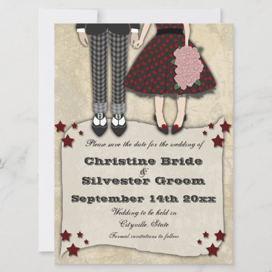 Save The Date Rockabilly Mariage, 6.5x8.75 enregistrer la date (Devant)