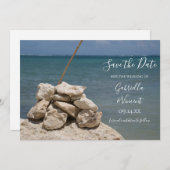 Save The Date Rocks on the Beach Wedding Sauvez la date (Devant / Derrière)