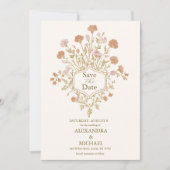 Save The Date Rococo Floral Antique Frame Mariage (Devant)