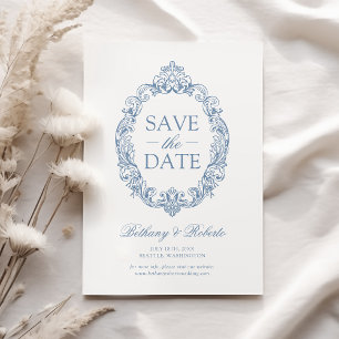 Save The Date Rococo Vintage Dusty Blue Enregistrer La Date