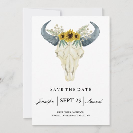 Save The Date Rodéo rustique aquarelle | Enregistrer les tournes (Devant)