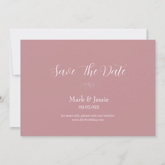 Save The Date ROE rose et blanc Mariage simple (Devant)