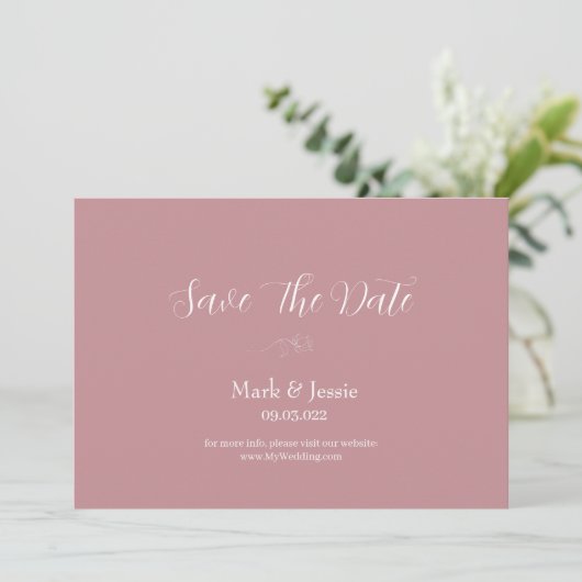 Save The Date ROE rose et blanc Mariage simple (Debout devant)