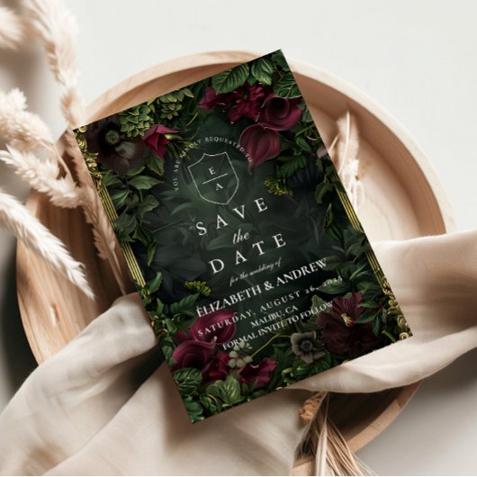 Save The Date Romance de mariage de jardin gothique