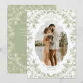 Save The Date Romance Floral Chinoiserie Classique Amour Eucalyp (Devant / Derrière)