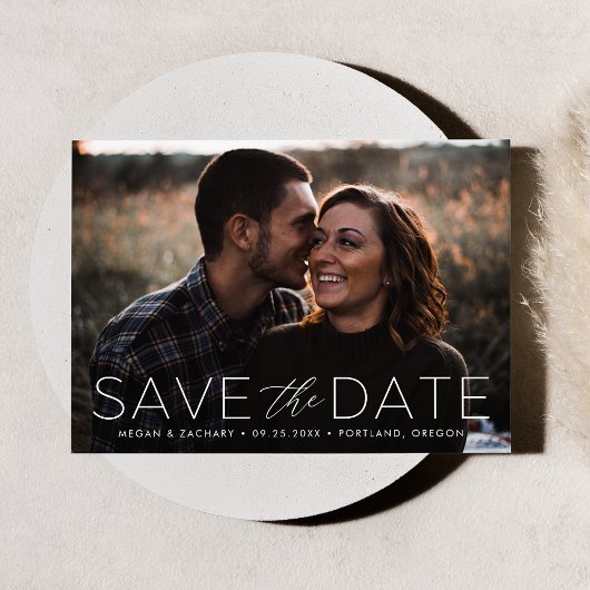 Save The Date Romance Moderne Photo avec Superposition Blanche