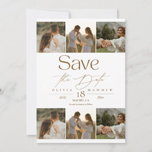 Save The Date Romantic and Elegant  Photo Collage Wedding  (Devant)
