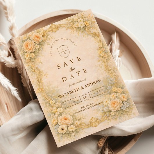 Save The Date Romantic Baroque Garden Wedding