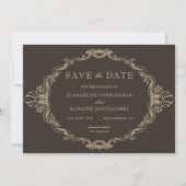 Save The Date Romantic Baroque Ornate Frame Dark Brown Photo (Devant)