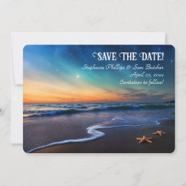 Save the Date Romantic Beach Fantasy Starfish Kaart