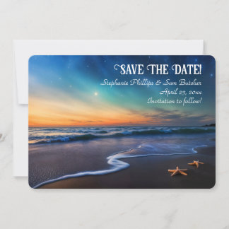 Save the Date Romantic Beach Fantasy Starfish Kaart