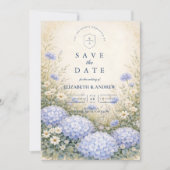 Save The Date Romantic Blue Hydrangea Wedding (Devant)