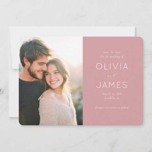 Save The Date Romantic Blush Minimalist Photo (Devant)