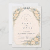 Save The Date Romantic Blush Rose Arch Wedding (Devant)
