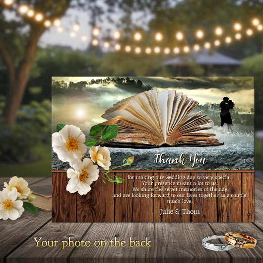Save The Date Romantic Book Lovers Wedding Thank You Card