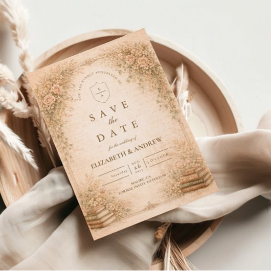 Save The Date Romantic Botanical Wildflower Garden Wedding