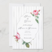 Save The Date Romantic Chic French Rose Botanical Wedding (Devant)