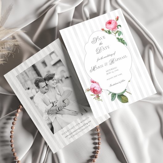 Save The Date Romantic Chic French Rose Botanical Wedding