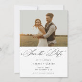 Save The Date Romantic Chic Script tendance Mariage photo rustiq (Devant)