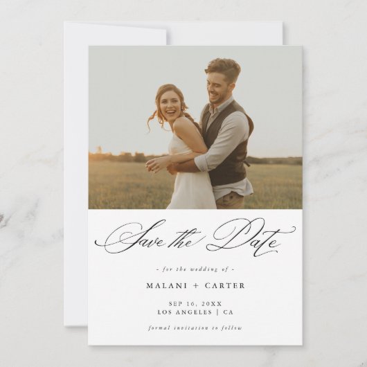 Save The Date Romantic Chic Script tendance Mariage photo rustiq (Devant)