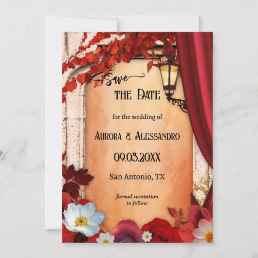 Save The Date Romantic Classic Italien Automne Photo Enregistrer (Devant)
