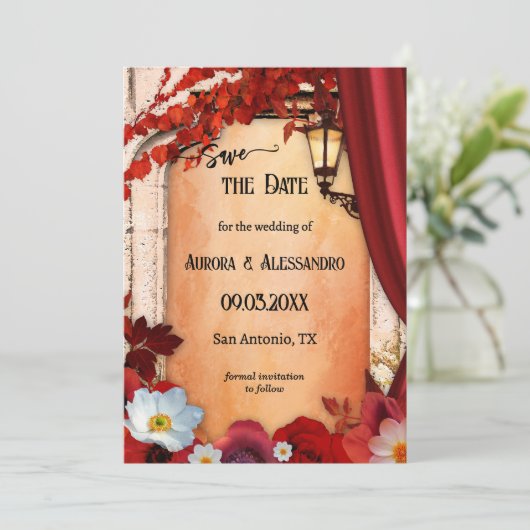 Save The Date Romantic Classic Italien Automne Photo Enregistrer (Debout devant)