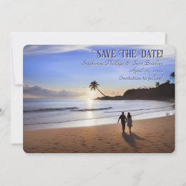 Save the Date Romantic Couple on Beach Kaart