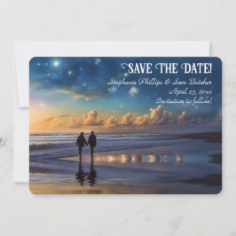 Save the Date Romantic Couple on Beach Kaart