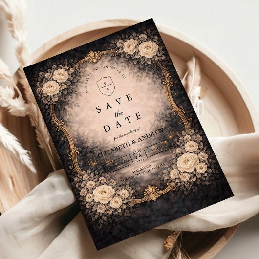 Save The Date Romantic Dark Baroque Wedding