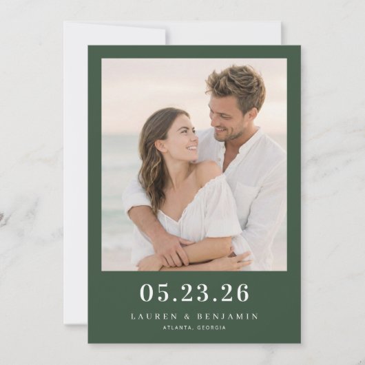 Save The Date Romantic Dark Green Photo (Devant)