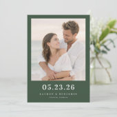 Save The Date Romantic Dark Green Photo (Debout devant)
