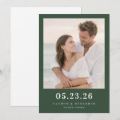 Save The Date Romantic Dark Green Photo (Devant / Derrière)