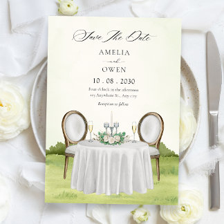 Save The Date Romantic dining table garden 