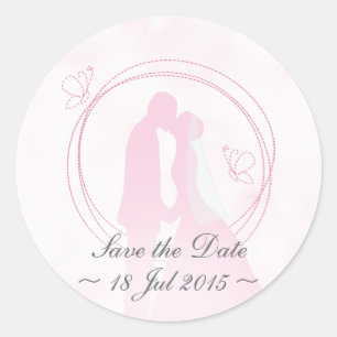 "Save the Date" Romantic Dreamweaver Wedding Coupl Ronde Sticker