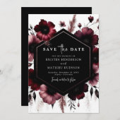 Save The Date Romantic Editable Mariage Bourgogne (Devant / Derrière)