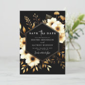 Save The Date Romantic Elegant Gold et Black Mariage (Debout devant)
