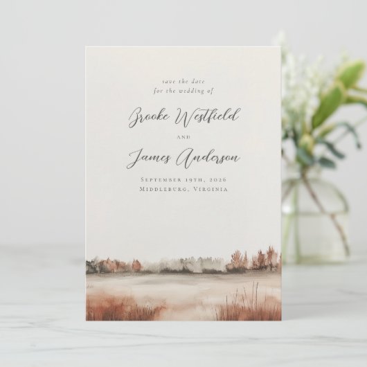 Save The Date Romantic Elegant Non Photo Mariage de automne (Debout devant)