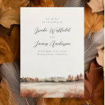 Save The Date Romantic Elegant Non Photo Mariage de automne<br><div class="desc">Romantique et élégant automne enregistrer la carte de date avec l'aquarelle moderne de style art d'un paysage d'automne avec des couleurs chaudes d'automne, les noms de couple dans un script de calligraphie sophistiqué. La police et la couleur peuvent être changées dans l'outil de conception si vous le souhaitez! Le choix...</div>