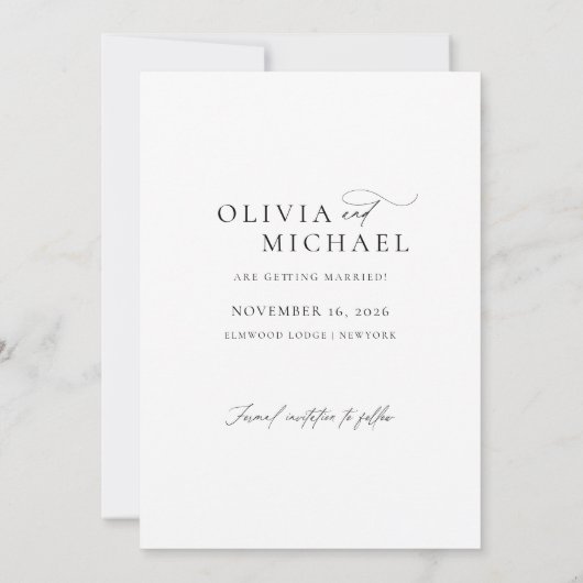 Save The Date Romantic Elegant Script Mariage photo (Dos)